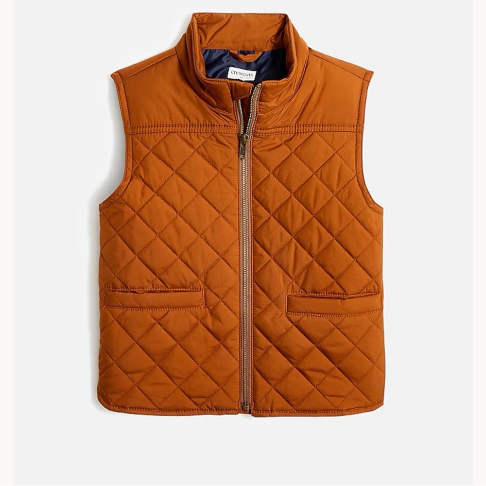 NWT J.Crew Factory Boys' quilted walker vest glazed pecan size XL